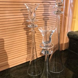 Set of 3 glass candle holders, different heights